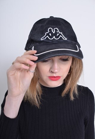 VINTAGE KAPPA BASEBALL CAP HAT BLACK