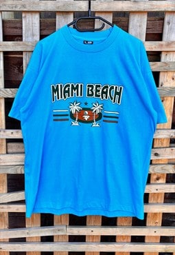 Vintage Screenstars 90s blue Miami Beach T-shirt XL 