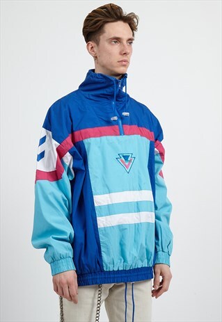 VINTAGE BLUE HUMMEL 1/4 ZIP PULLOVER JACKET