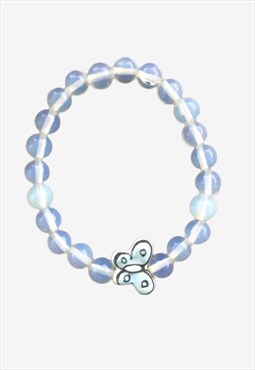 Butterfly Iridescent Opalite Beaded Gemstone Gift Bracelet