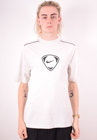 NIKE MENS VINTAGE T-SHIRT TOP SMALL WHITE 90S
