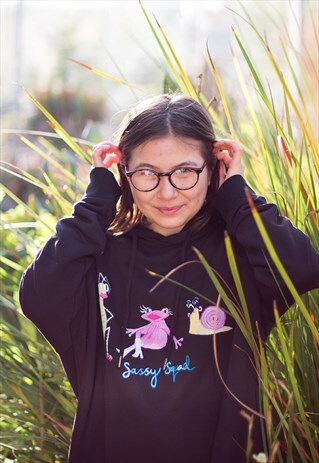 HAND PAINTED SASSY SQUAD, ORGANIC HOODED SWEATER