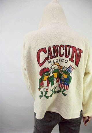 VINTAGE 90S UNISEX CANCUN MEXICO BAJA HOODY WITH FROGS