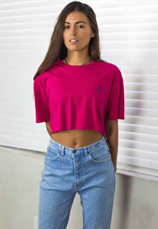 VINTAGE POLO RALPH LAUREN CROP TOP LOGO REWORKED 90S M 3.7