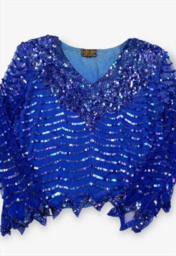 Vintage eve's allure sequin top blue large BV17925