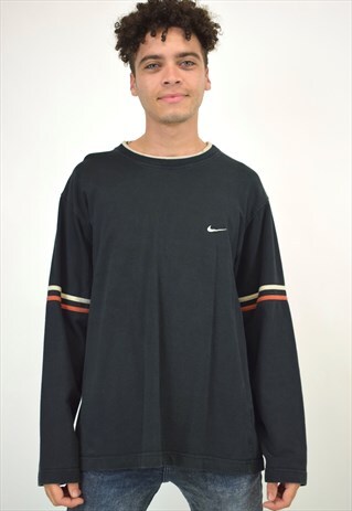 VINTAGE 90S NIKE BLACK RED STRIPE SWEATER
