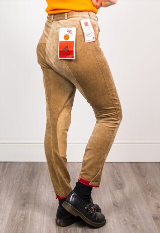 VINTAGE 90'S BROWN CORD HIGH WAIST SKINNY TROUSERS