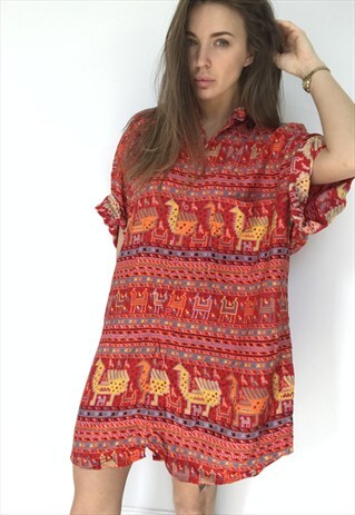 PATTERNED OVERSIZED RETRO VINTAGE UNISEX FESTIVAL SHIRT