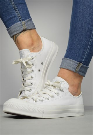 VINTAGE 90S CONVERSE WHITE LEATHER OX SHOES TRAINERS GRUNGE
