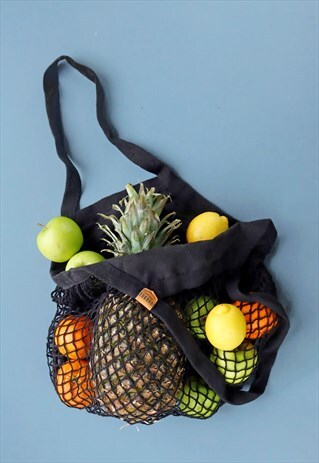 ORGANIC STRING GROCERY BAG/ SHOPPER IN BLACK