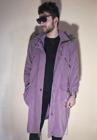 90S VINTAGE DUSTY PINK LILAC PARKA COAT