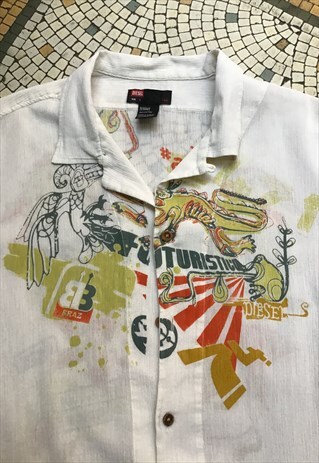 VINTAGE 2K DIESEL BOWLING STYLE SHIRT BIG PRINT