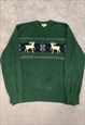 DOCKERS KNITTED JUMPER REINDEER PATTERNED SWEATER 