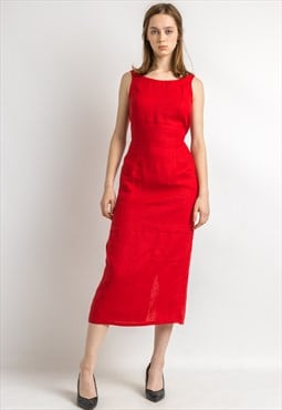 80s Pretty Woman red maxi dress 5896