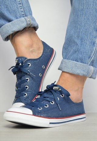 VINTAGE 90S CONVERSE NAVY SPARKLY DAINTY OX SHOES TRAINERS