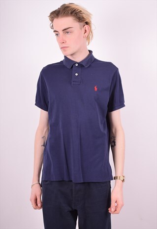 POLO RALPH LAUREN MENS VINTAGE POLO SHIRT LARGE BLUE 90'S