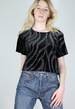VINTAGE 90S VELVET CROP TOP