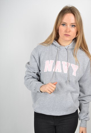 VINTAGE CHAMPION NAVY HOODIE GREY