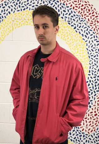 VINTAGE 90S PINK RALPH LAUREN POLO HARRINGTON JACKET