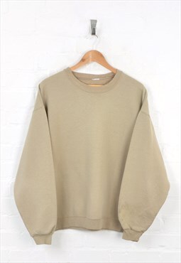 Vintage Plain Sweater Beige Large CV11560