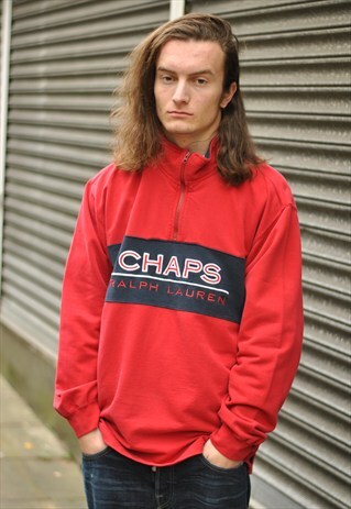 VINTAGE RALPH LAUREN CHAPS 1/4 ZIP SPELL OUT SWEATER