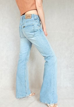 Vintage Wide Leg Light Blue Levi's Denim Pants, Small Palazz