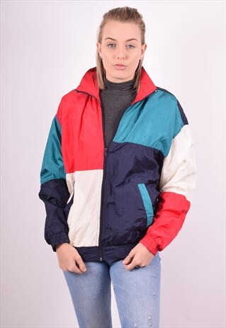 WOMENS VINTAGE TRACKSUIT TOP JACKET MEDIUM MULTI 90S