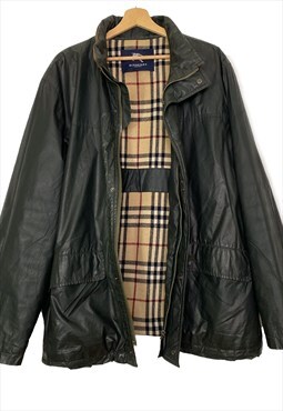 Black waterproof vintage Barbour type Burberry jacket.  L