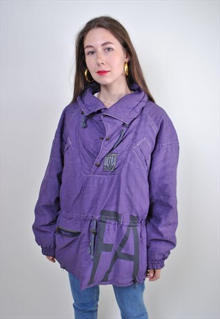 80S VINTAGE PURPLE SKI ANORAK JACKET, SIZE M