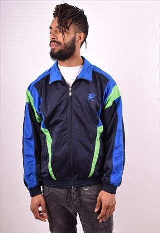 LOTTO MENS VINTAGE TRACKSUIT TOP JACKET MEDIUM BLUE 90S