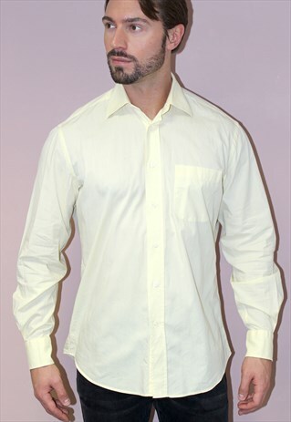 VINTAGE 90S COOL HUGO BOSS LIGHT YELLOW DRESS SHIRT