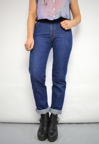 VINTAGE 90S LEVI'S 505 DARK BLUE WASH HIGH WAIST DENIM JEANS