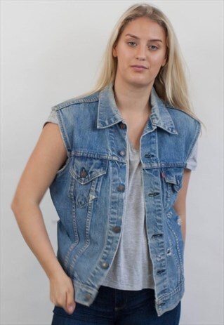 VINTAGE LEVIS' DISTRESSED DENIM GILET