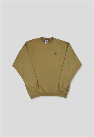 VINTAGE 90S ADIDAS EMBROIDERED LOGO SWEATSHIRT IN BEIGE