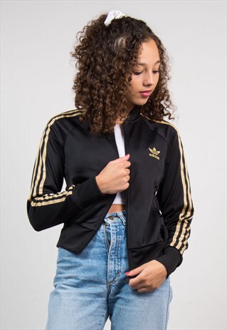 VINTAGE 90'S ADIDAS BLACK TRACKSUIT JACKET TOP