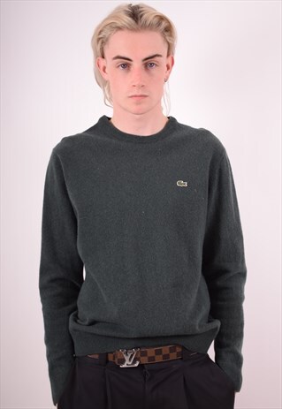 LACOSTE MENS VINTAGE JUMPER SWEATER XL GREEN 90S