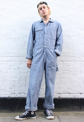 VINTAGE DICKIES NAVY STRIPE OVERALLS