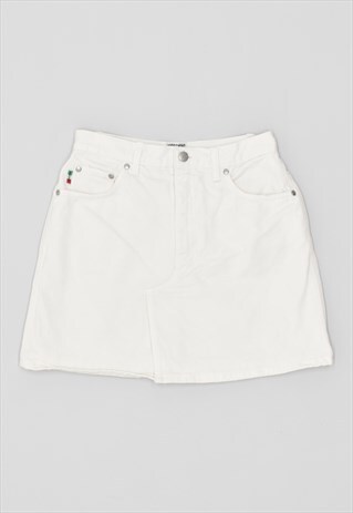 VINTAGE 00'S Y2K MOSCHINO DENIM SKIRT WHITE