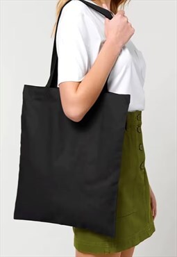 54 Floral Essential Cotton Shoulder Tote Bag - Black