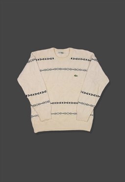 Vintage 90s Chemise Lacoste Heavy Knit Jumper in Cream