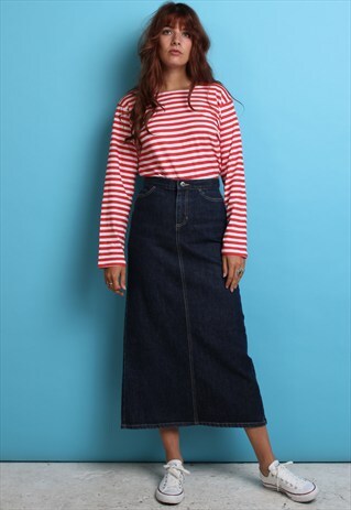 90S VINTAGE GAP DENIM HIGH WAISTED MAXI SKIRT