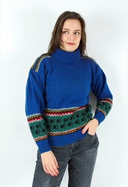 S Wool Sweater Pullover Jumper Knitted Turtle Neck Winter