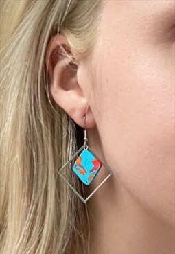 Silver Blue Rhombus earrings 