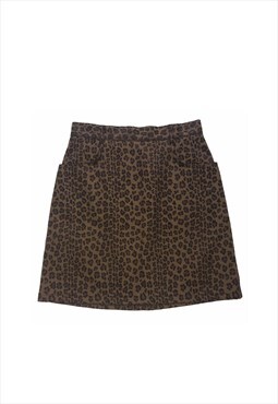 Vintage Fendi skirt brown FF zucca monogram leopard print
