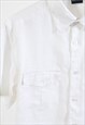 VINTAGE 00S LINEN SHIRT IN WHITE