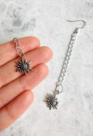SUNFLOWER DROP CHAIN EARRINGS