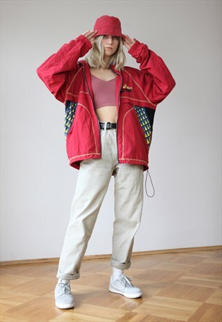VINTAGE 90'S ASICS TRACK TOP JACKET IN RED