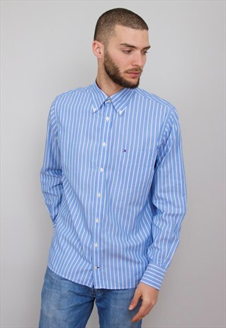 VINTAGE 90S BLUE STRIPED SHIRT