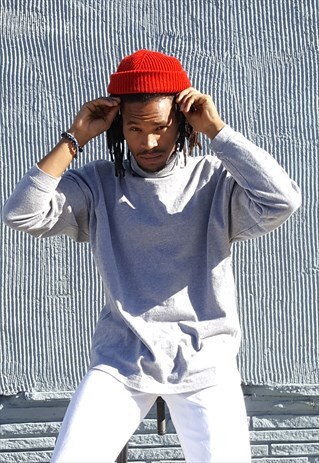 90S MINIMALIST SPORTSWEAR GREY KNIT TURTLE NECK LARGE