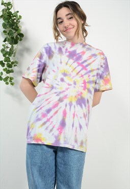 Vintage 90s T-shirt Tie Dye Festival Pastel 